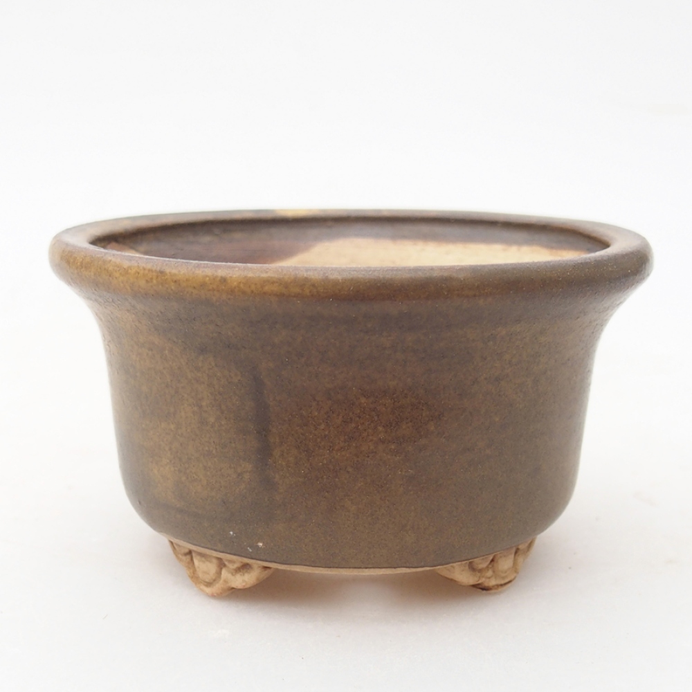 Keramická bonsai miska 9 x 9 x 3,5 cm, barva hnědá