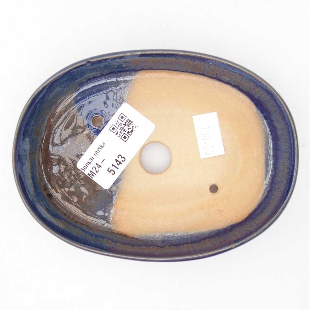 Keramická bonsai miska 13 x 10 x 2,5 cm, barva modrá