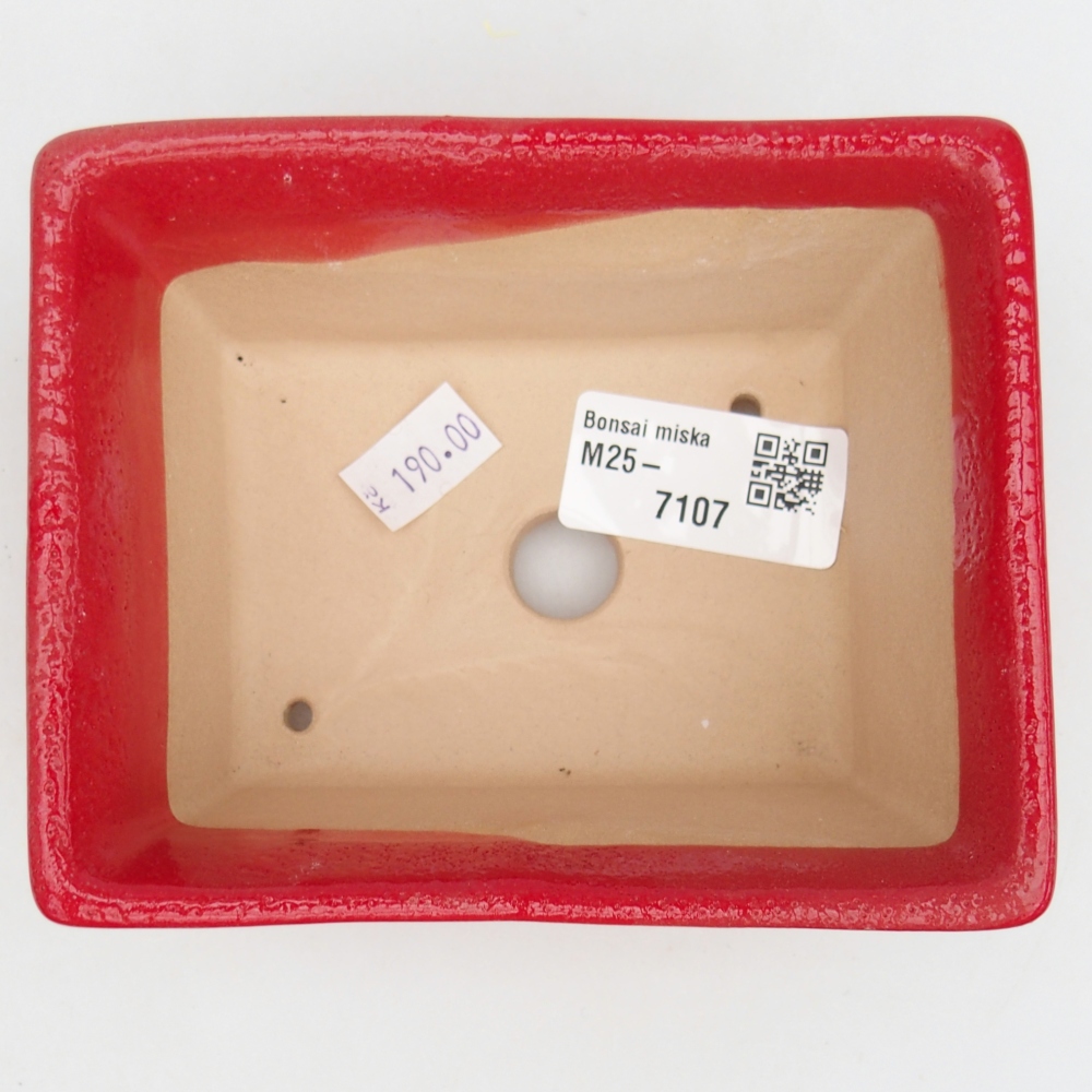Keramická bonsai miska 11,5 x 9,5 x 6 cm, barva červená