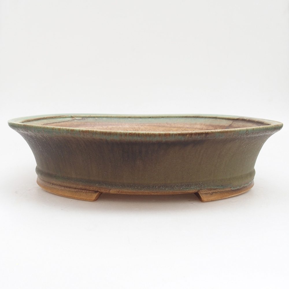 Keramická bonsai miska 32 x 29 x 7 cm, barva zelená