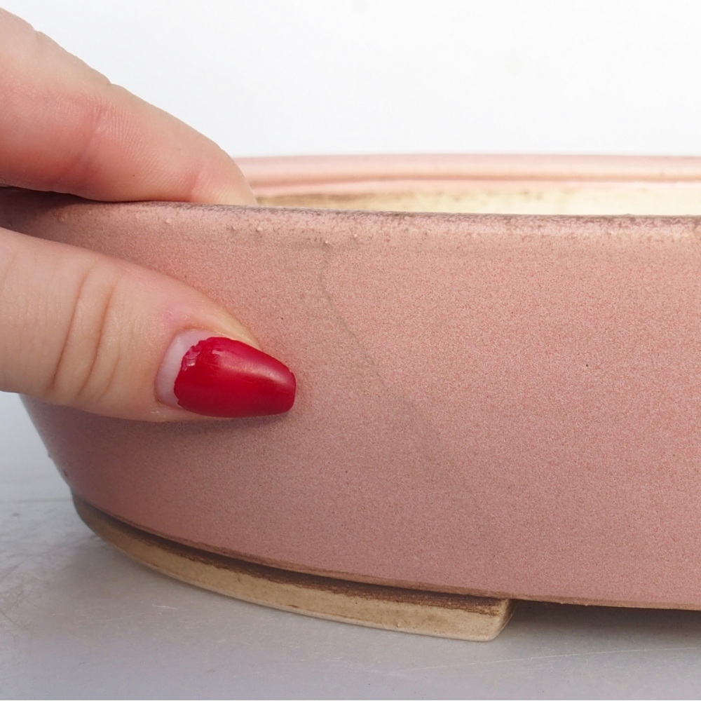 Keramická bonsai miska 31,5 x 28,5 x 6,5 cm, barva růžová