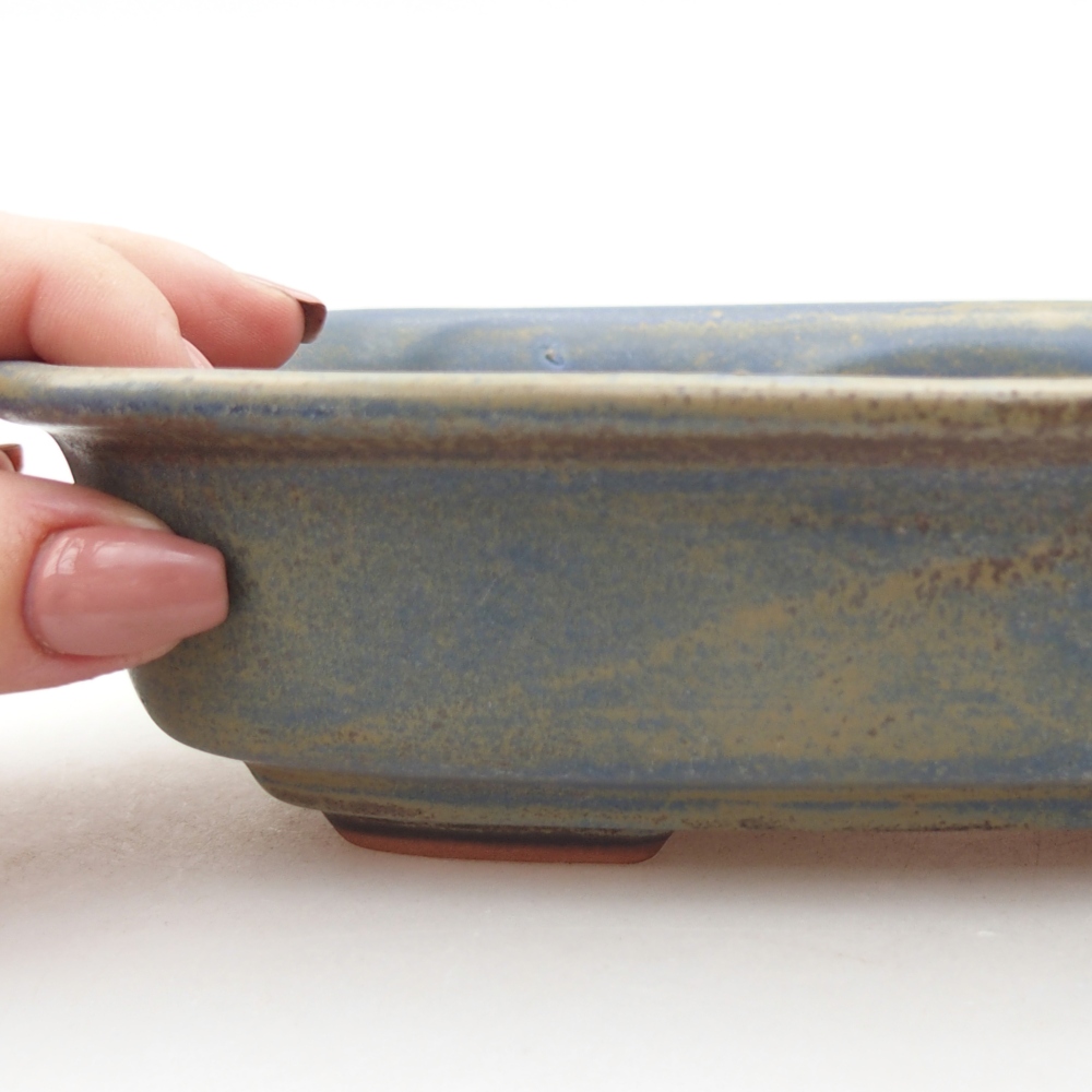 Keramická bonsai miska 18,5 x 13,5 x 5 cm, barva modrá