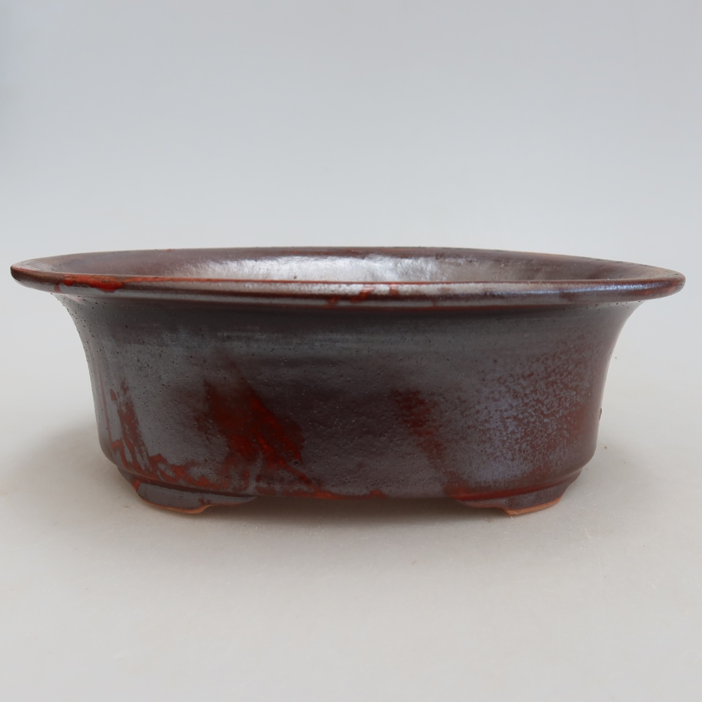 Keramická bonsai miska 19,5 x 15,5 x 6,5 cm, barva kovová