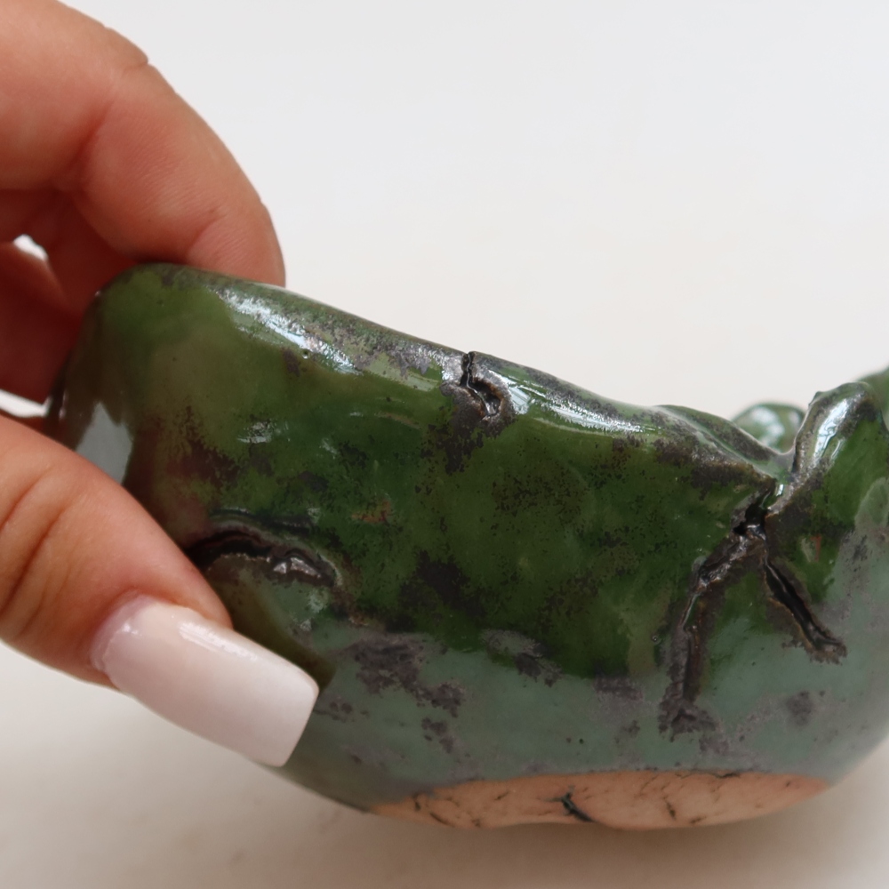 Keramická Skořápka  11,5 x 10,5 x 7 cm , barva zelená