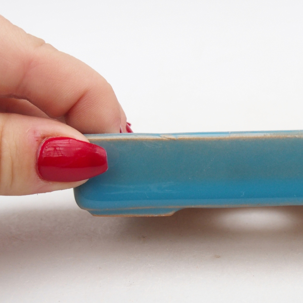 Keramická bonsai miska 10,5 x 7 x 2 cm, barva modrá