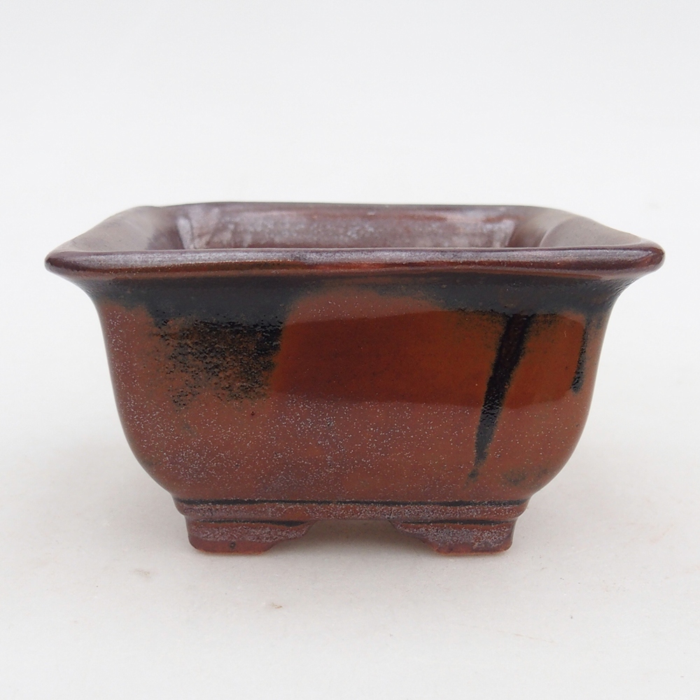Keramická bonsai miska 10 x 10  x 6 cm, barva vínová