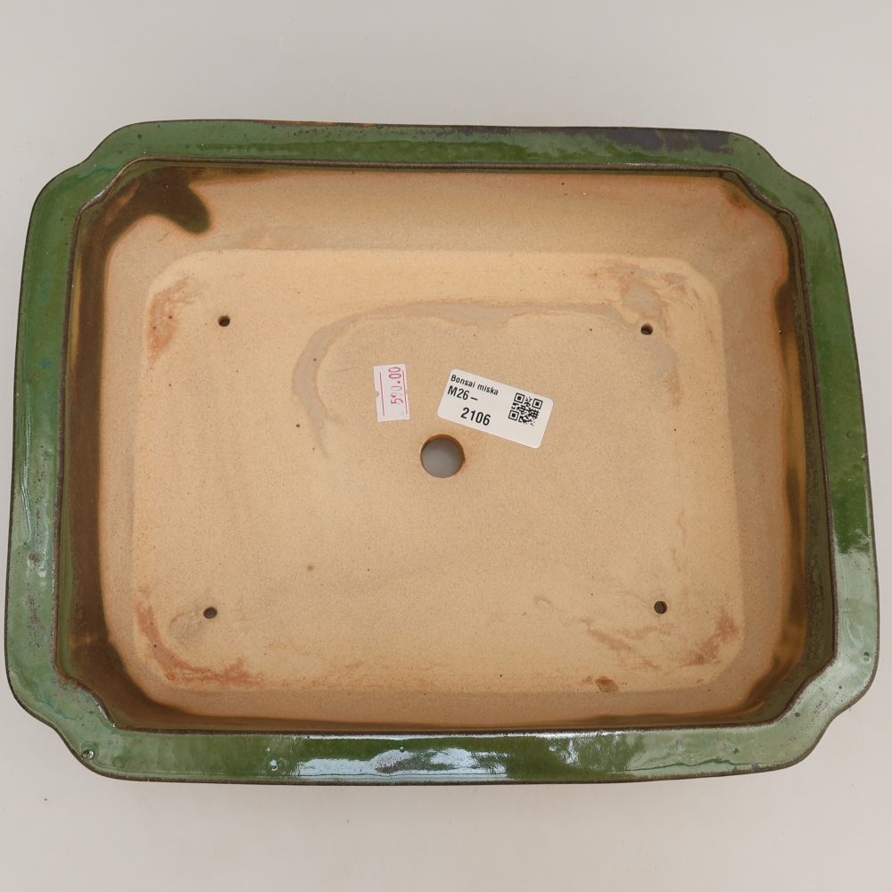 Keramická bonsai miska 27,5 x 21,5 x 7 cm, barva zelená