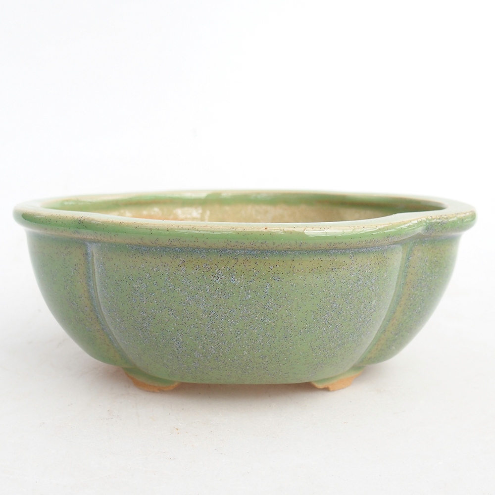 Keramická bonsai miska 12,5 x 10,5 x 5 cm, barva zelená
