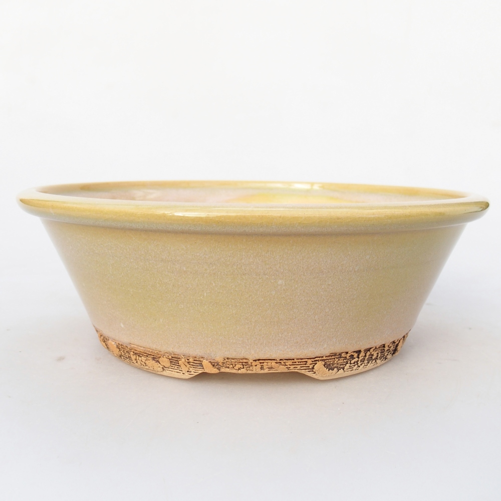 Keramická bonsai miska 20,5 x 20,5 x 7 cm, barva žlutozelená