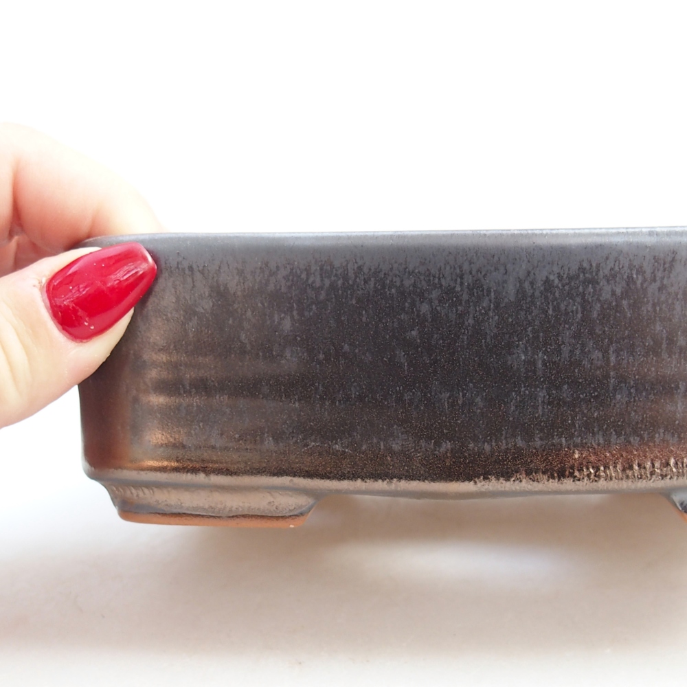 Keramická bonsai miska 14,5 x 10,5 x 4,5 cm, barva kovová