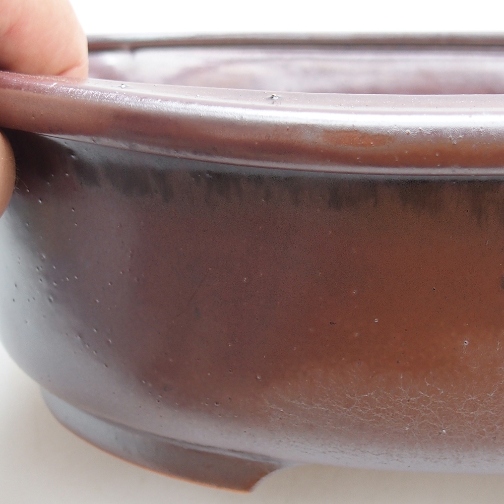 Keramická bonsai miska 25 x 20,5 x 8 cm, barva vínová