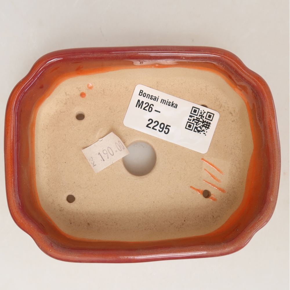 Keramická bonsai miska 10,5 x 8 x 4 cm, barva oranžová
