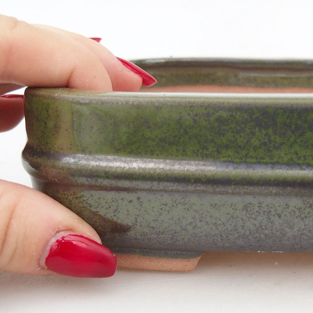 Keramická bonsai miska 14,5 x 12,5 x 4,5 cm, barva zelená