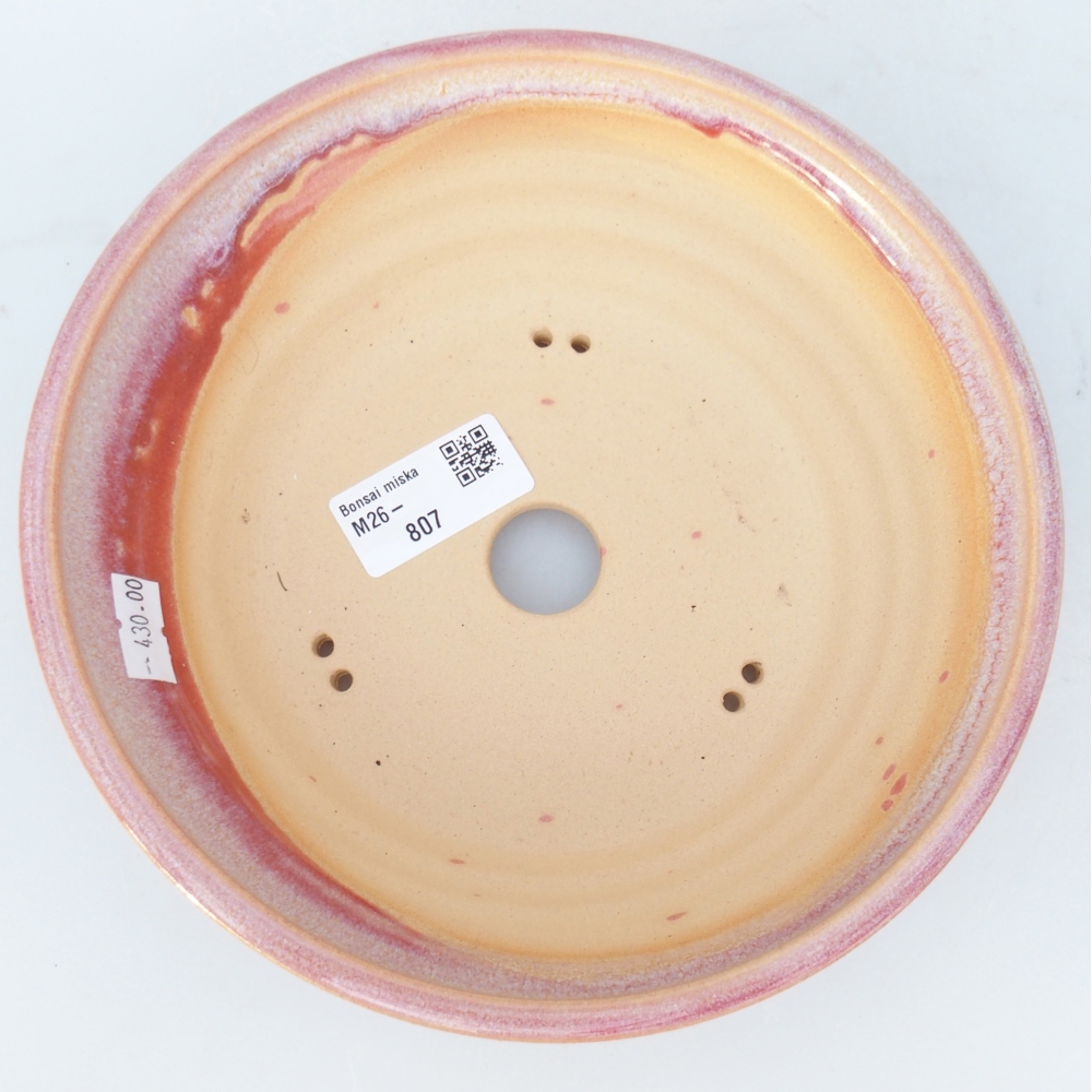 Keramická bonsai miska 19 x 19 x 6 cm, barva růžová