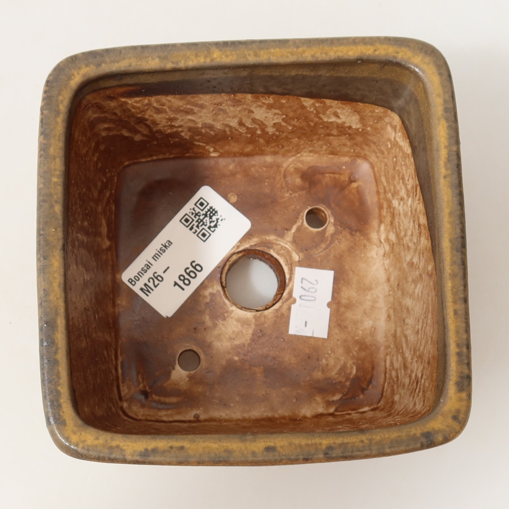 Keramická bonsai miska 10,5 x 10,5 x 7 cm, barva hnědá