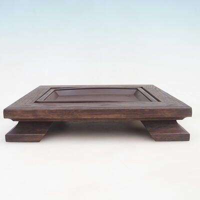 Dřevěný stolek pod bonsaje s podmiskou 13 x 9 cm - 1