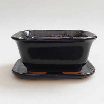 Bonsai miska + podmiska H 37, černá lesklá