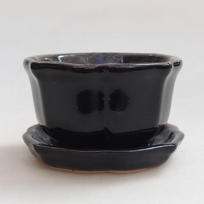 Bonsai miska + podmiska H95 - miska 7 x 7 x 4,5 cm, podmiska 7 x 7 x 1 cm, čierna lesklá
