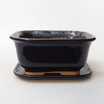 Bonsai miska + podmiska H 36, černá lesklá
