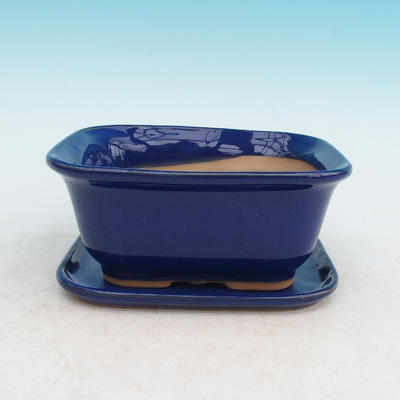 Bonsai miska + podmiska H37 - miska 14 x 12 x 7 cm, podmiska 14 x 13 x 1 cm, modrá - 1