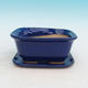 Bonsai miska + podmiska H37 - miska 14 x 12 x 7 cm, podmiska 14 x 13 x 1 cm, modrá - 1/3