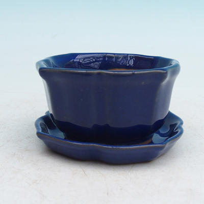 Bonsai miska + podmiska H95 - miska 7 x 7 x 4 cm, podmiska 7 x 7 x 1 cm, modrá - 1