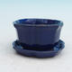Bonsai miska + podmiska H95 - miska 7 x 7 x 4 cm, podmiska 7 x 7 x 1 cm, modrá - 1/3