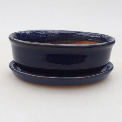 Bonsai miska + podmiska H04 - miska 10 x 7,5 x 3,5 cm, podmiska 10 x 7,5 x 1 cm, modrá - 1