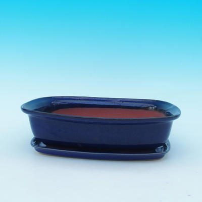 Bonsai miska + podmiska H09 - miska 31 x 21 x 8 cm, podmiska 28 x 19 x 1,5 cm, modrá - 1