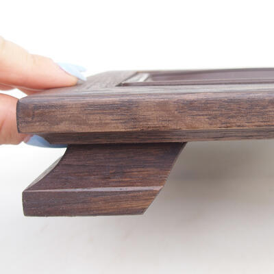 Dřevěný stolek pod bonsaje s podmiskou 13 x 9 cm - 2