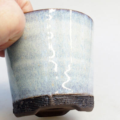 Keramická bonsai miska 8 x 8 x 7 cm, barva modrá - 2