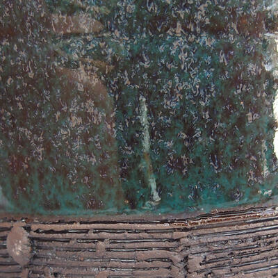 Keramická bonsai miska 9,5 x 9,5 x 9 cm, barva zelená - 2