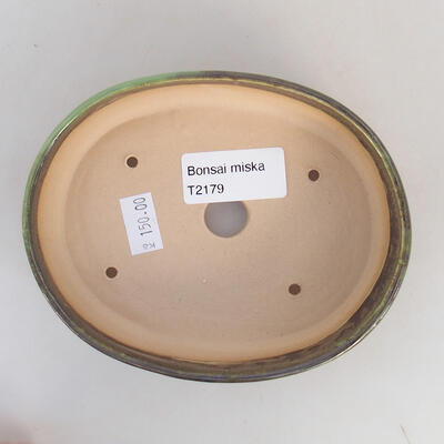 Keramická bonsai miska 13 x 10,5 x 3,5 cm, barva zelená - 3