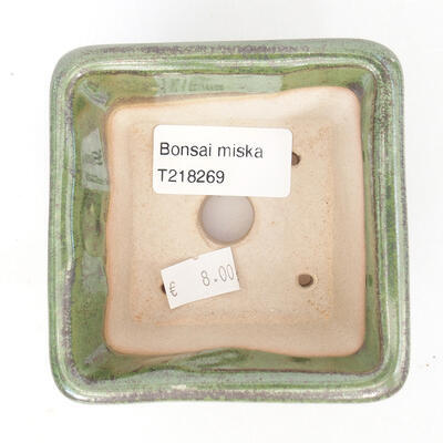 Keramická bonsai miska 8 x 8 x 5 cm, barva zelená - 3