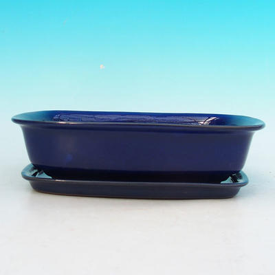 Bonsai miska + podmiska H02 - miska 19 x 13,5 x 5 cm, podmiska 17 x 12 x 1 cm, modrá  - 4