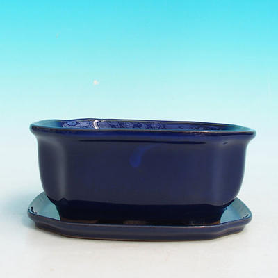 Bonsai miska + podmiska H 31 - miska 14 x 12 x 6 cm, podmiska 14,5 x 12,5 x 1 cm, modrá - 4